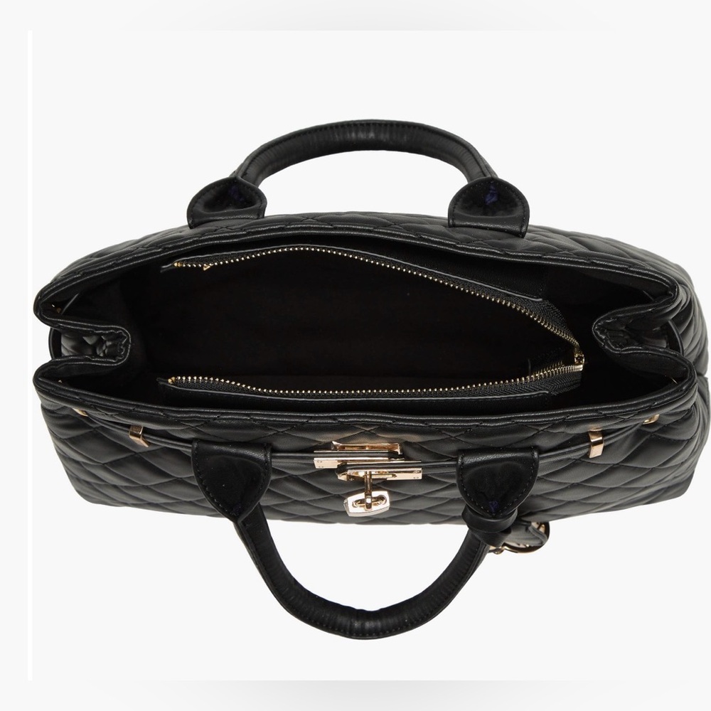 NWTđź’ŽBadgley Mischka Diamond Black Quilted Handbag Tote Purse w Lock Retail $139 - Picture 3 of 8